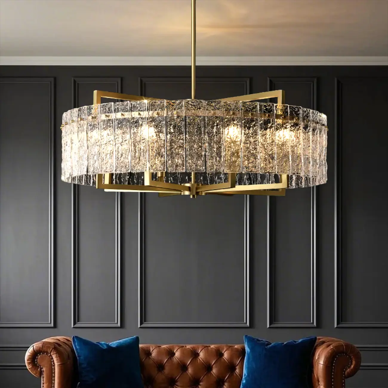 Modern Round Brass Crystal Chandeliers for Living Room Image - 1 | homeyfad