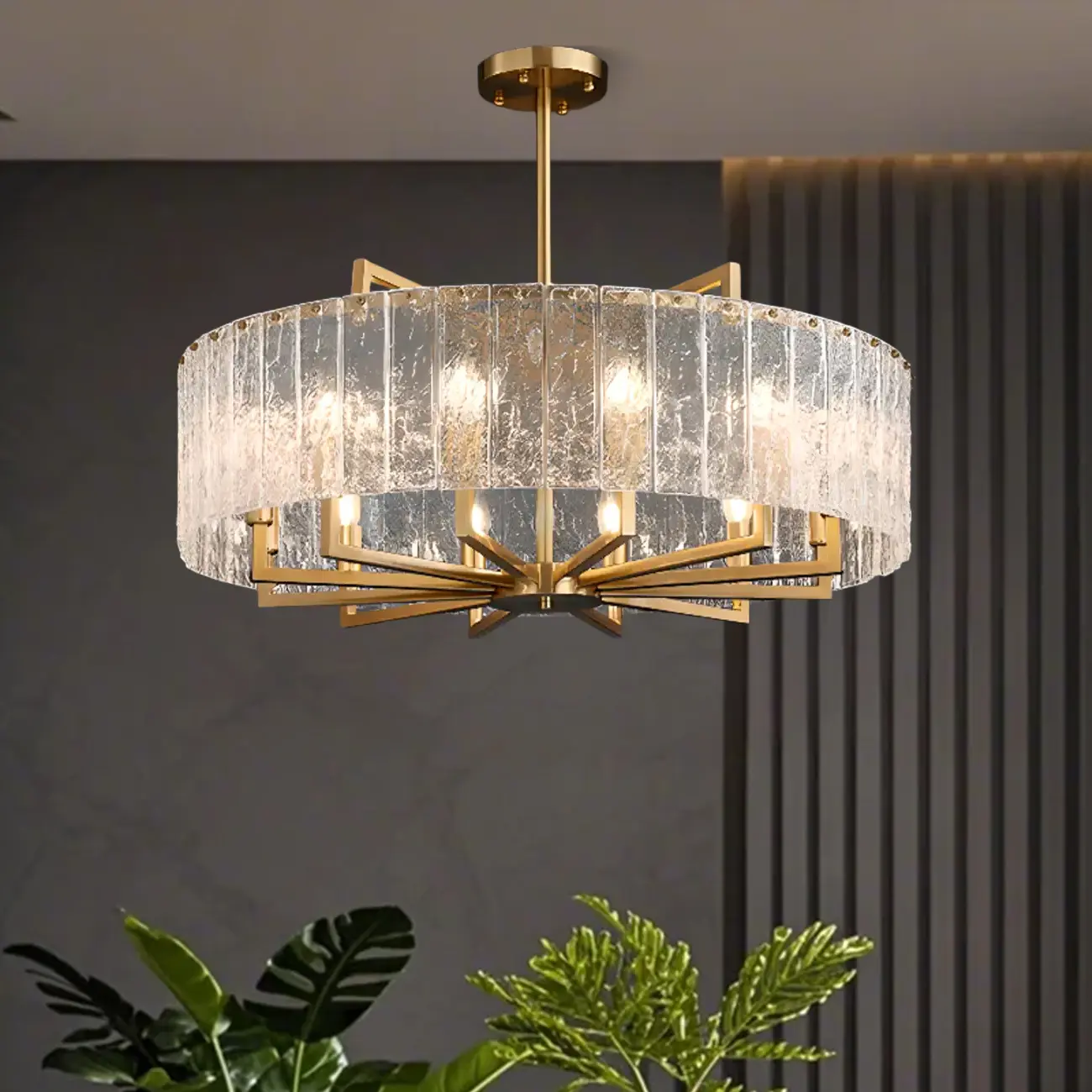Modern Round Brass Crystal Chandeliers for Living Room Image - 6 | homeyfad