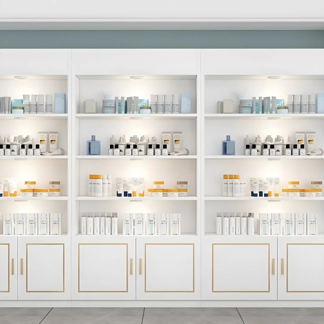 White Rectangle Large Wood Open Display Cabinet Image - 8 | homeyfad