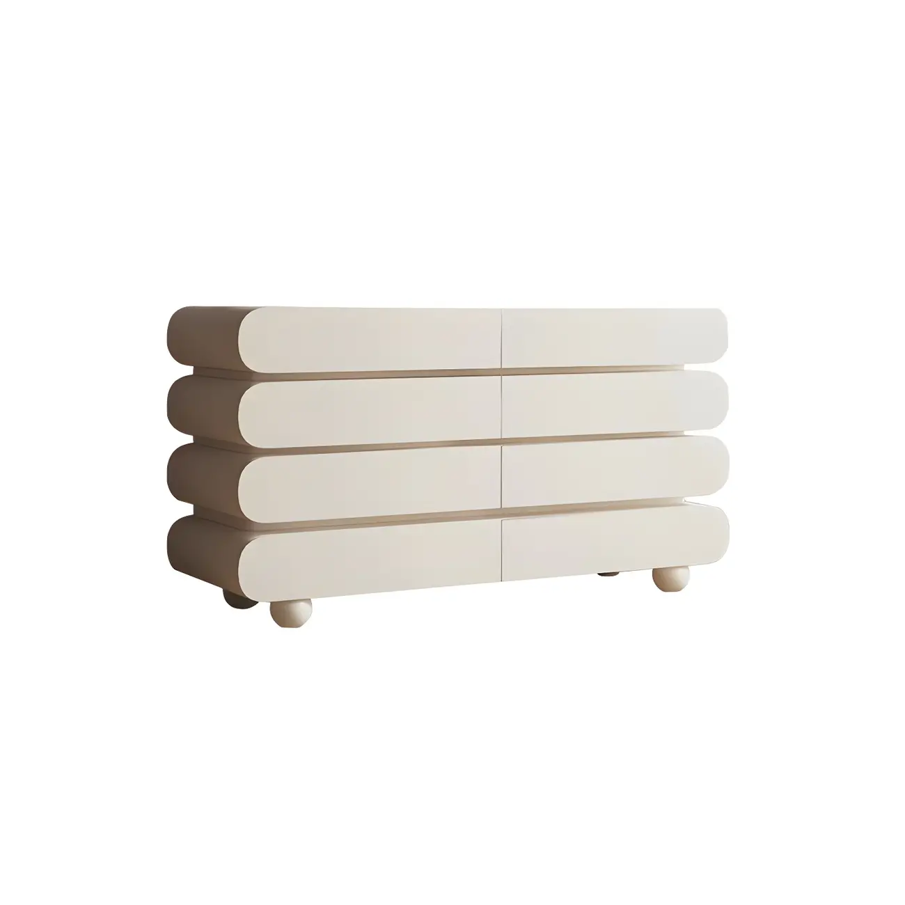 Glam White Oval Wooden Double Dresser with Soft Close Drawers Image - 9 | homeyfad