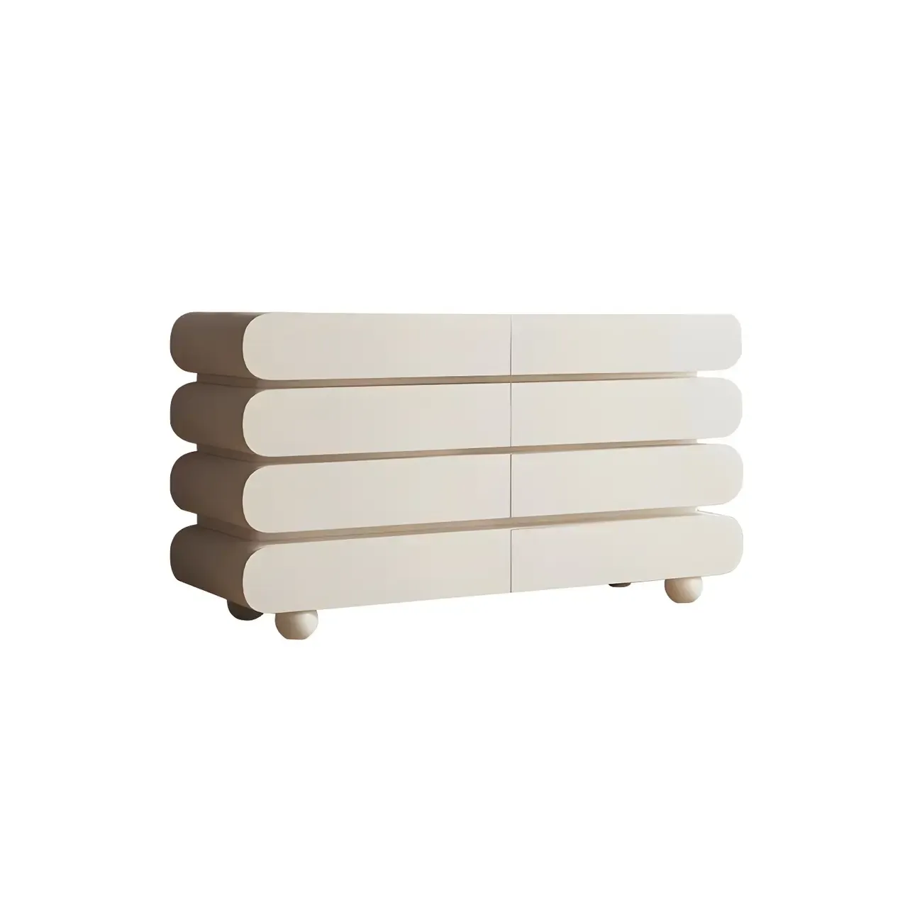 Glam White Oval Wooden Double Dresser with Soft Close Drawers Image - 9