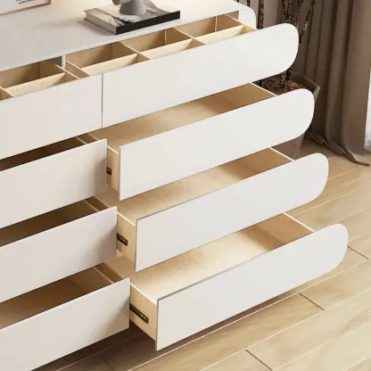 Glam White Oval Wooden Double Dresser with Soft Close Drawers Image - 10