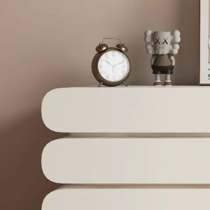 Glam White Oval Wooden Double Dresser with Soft Close Drawers Image - 12