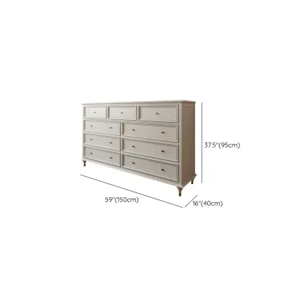 Glam White Oval Wooden Double Dresser with Soft Close Drawers #size