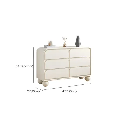 Glam White Oval Wooden Double Dresser with Soft Close Drawers Image - 14
