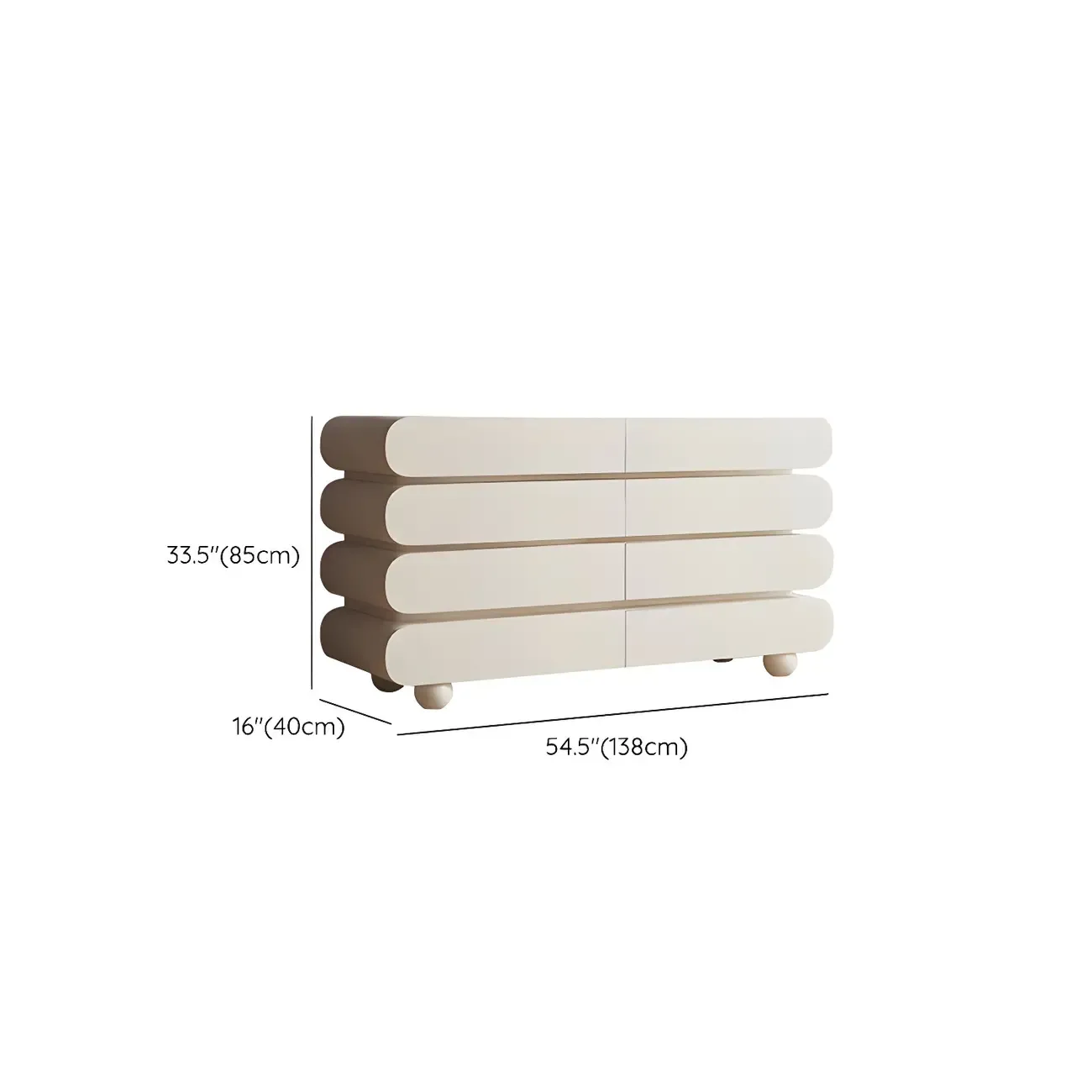 Glam White Oval Wooden Double Dresser with Soft Close Drawers Image - 15