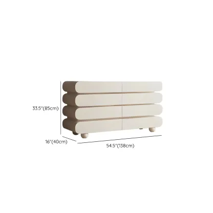 Glam White Oval Wooden Double Dresser with Soft Close Drawers Image - 15