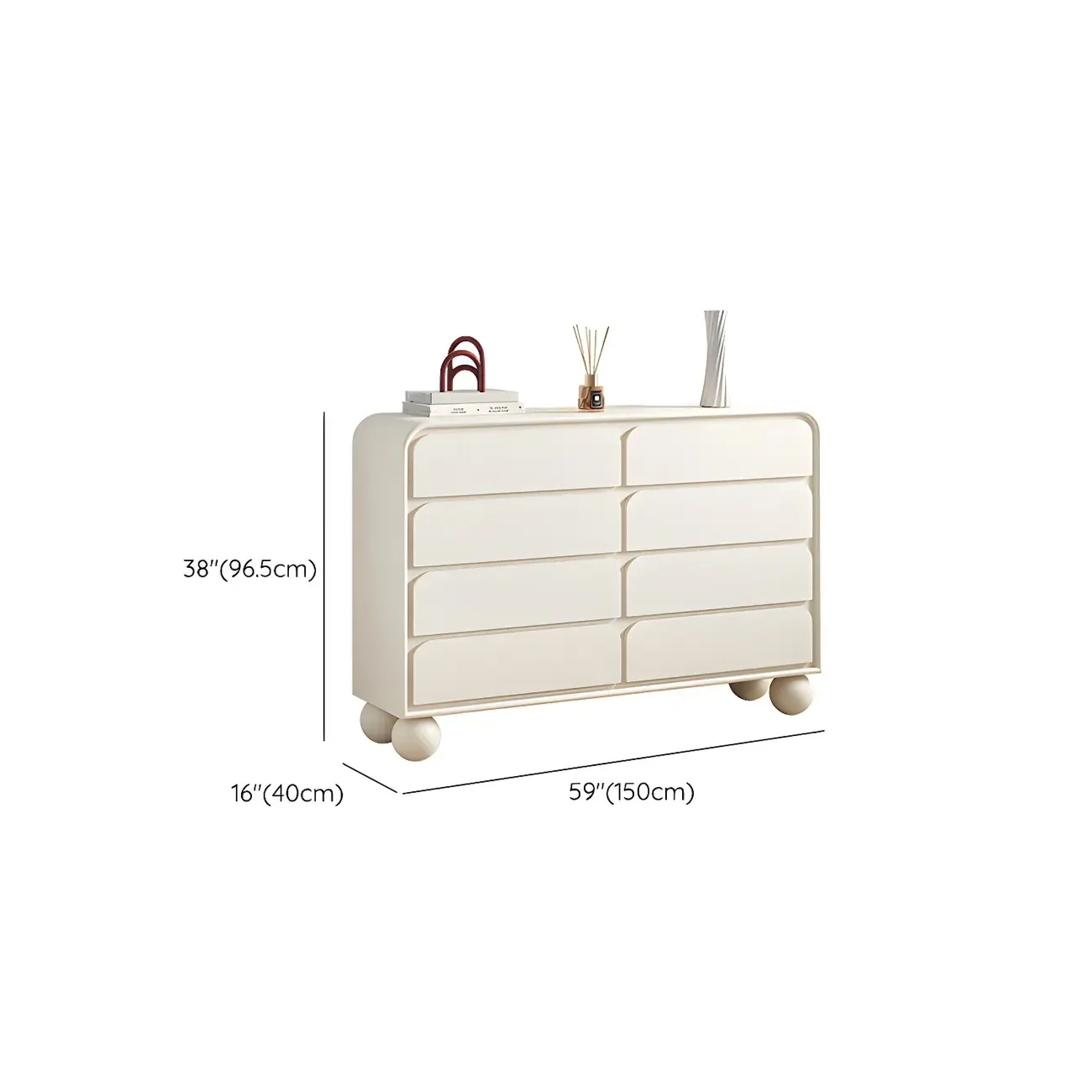 Glam White Oval Wooden Double Dresser with Soft Close Drawers Image - 16