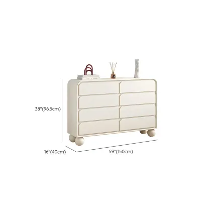 Glam White Oval Wooden Double Dresser with Soft Close Drawers Image - 16