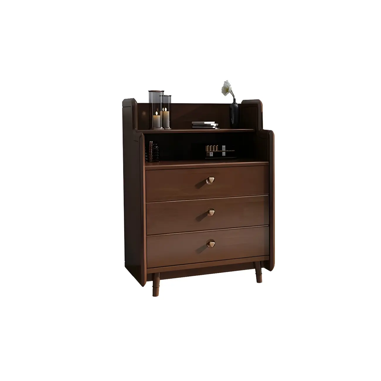 Brown Wood Rattan Front Accent Chest with Multi-Drawer | homeyfad