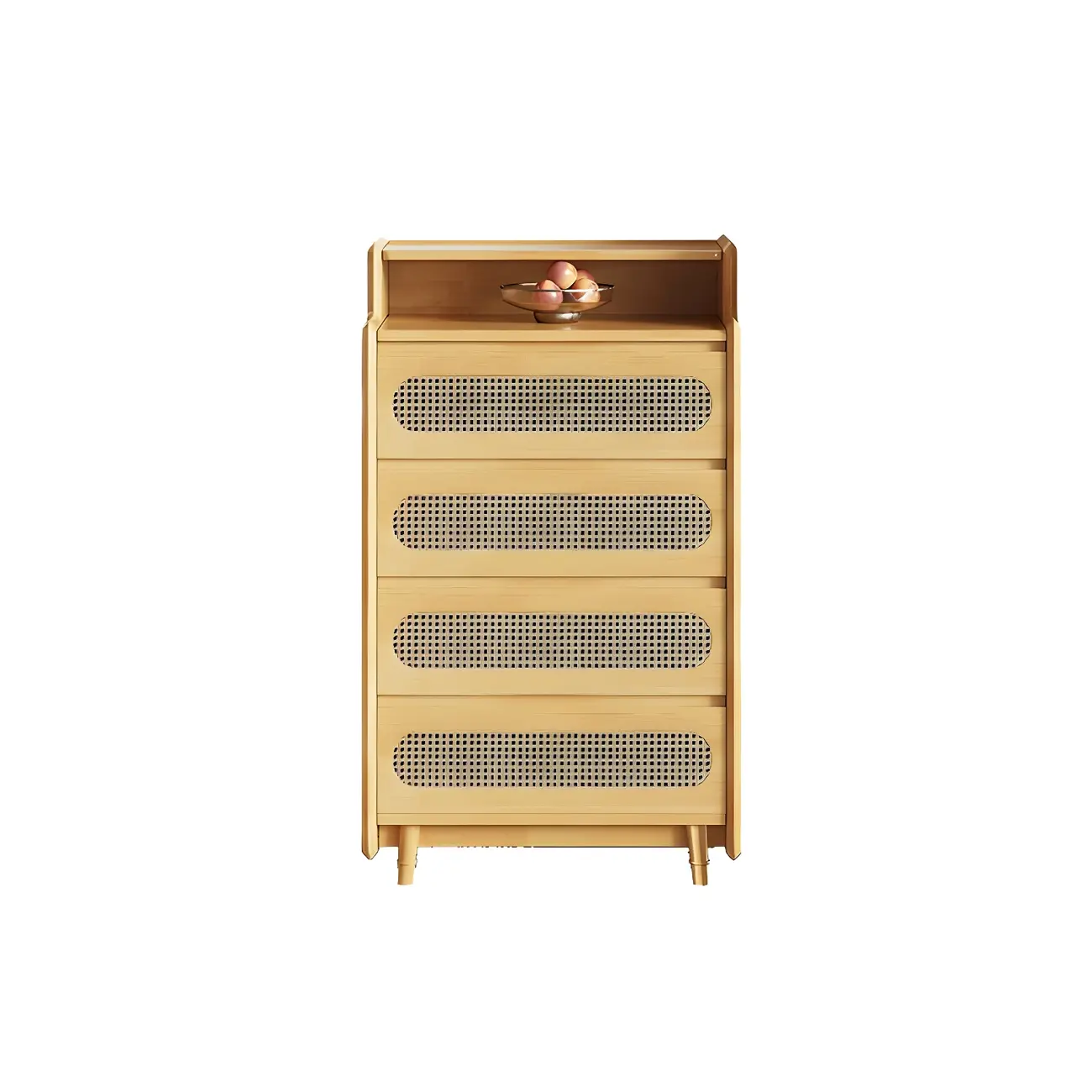Brown Wood Rattan Front Accent Chest with Multi-Drawer | homeyfad