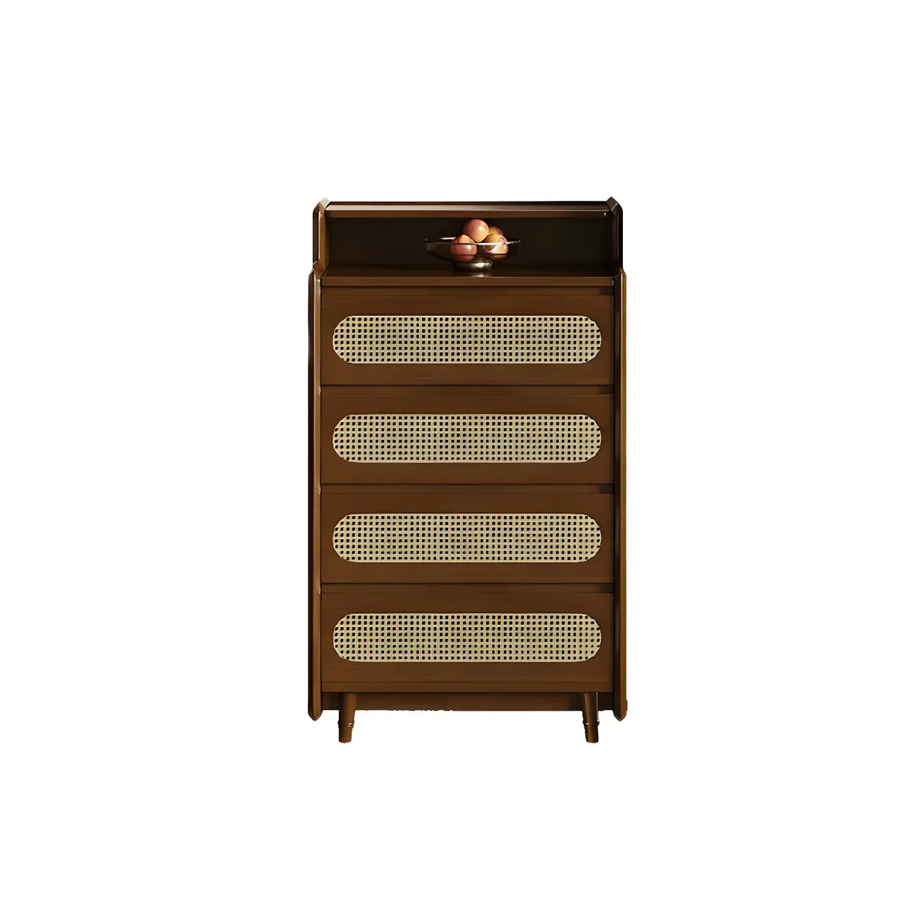 Brown Wood Rattan Front Accent Chest with Multi-Drawer | homeyfad