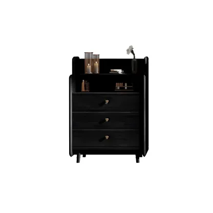 Brown Wood Rattan Front Accent Chest with Multi-Drawer