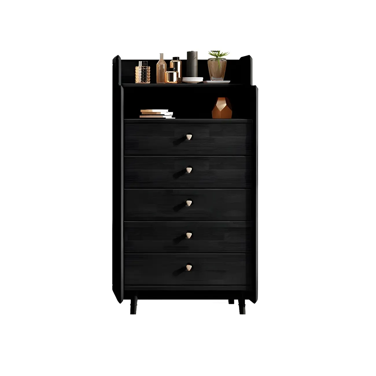 Brown Wood Rattan Front Accent Chest with Multi-Drawer