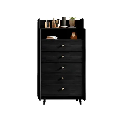 Brown Wood Rattan Front Accent Chest with Multi-Drawer