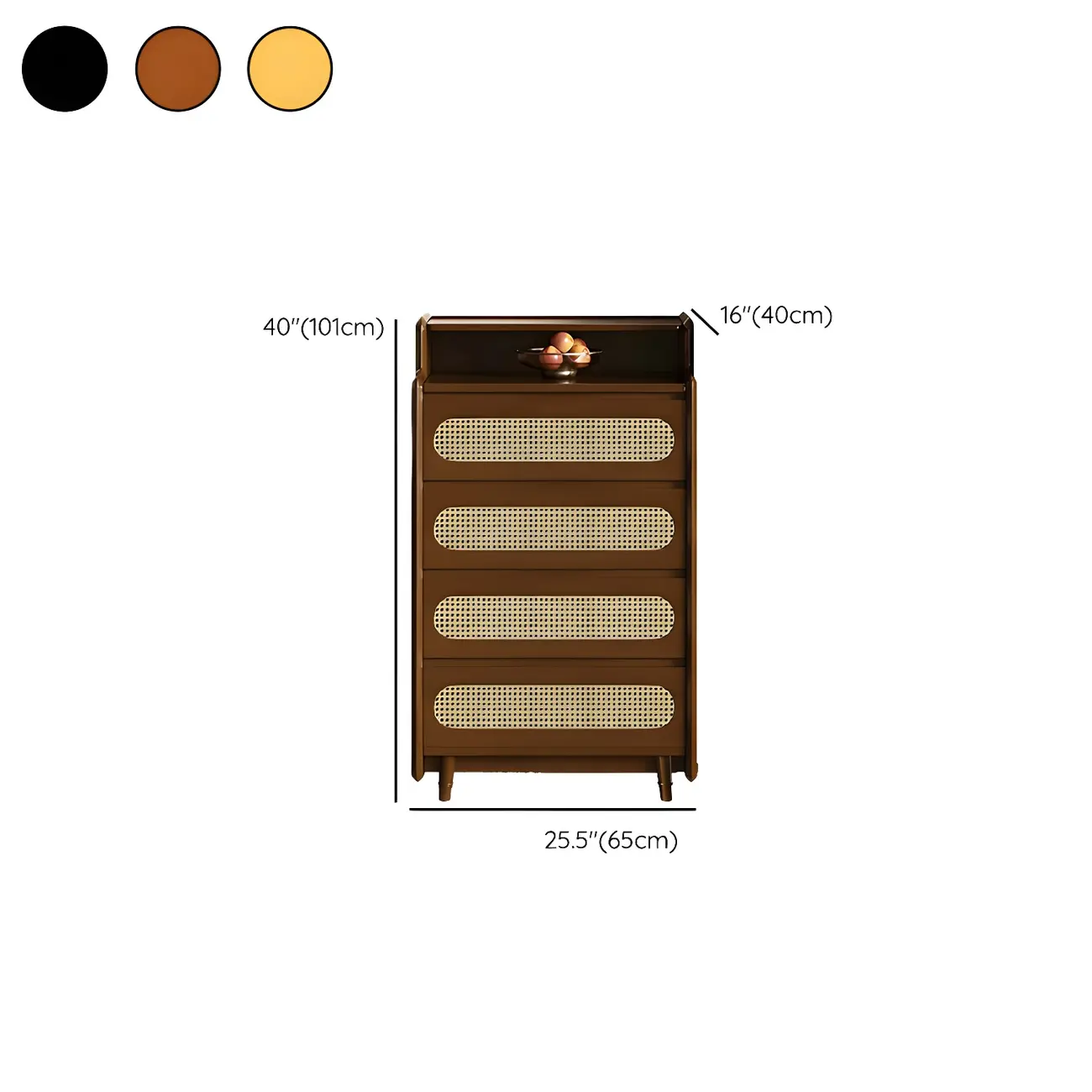 Brown Wood Rattan Front Accent Chest with Multi-Drawer | homeyfad