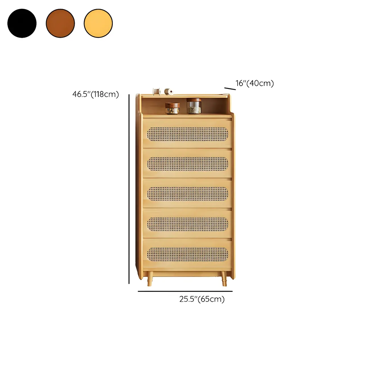 Brown Wood Rattan Front Accent Chest with Multi-Drawer | homeyfad