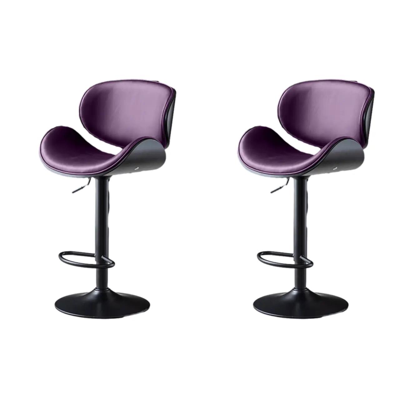 Arched Blackish Green Leather Swivel Adjustable Bar Stool Image - 11 | homeyfad