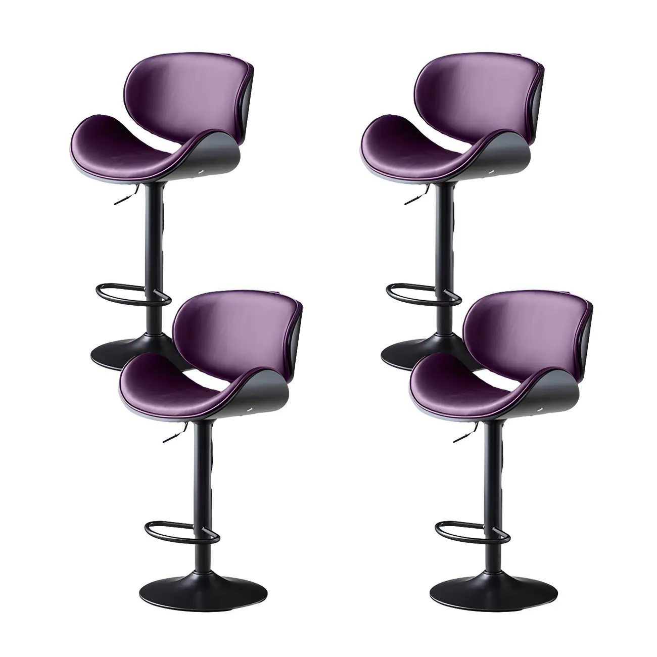 Arched Blackish Green Leather Swivel Adjustable Bar Stool Image - 12 | homeyfad