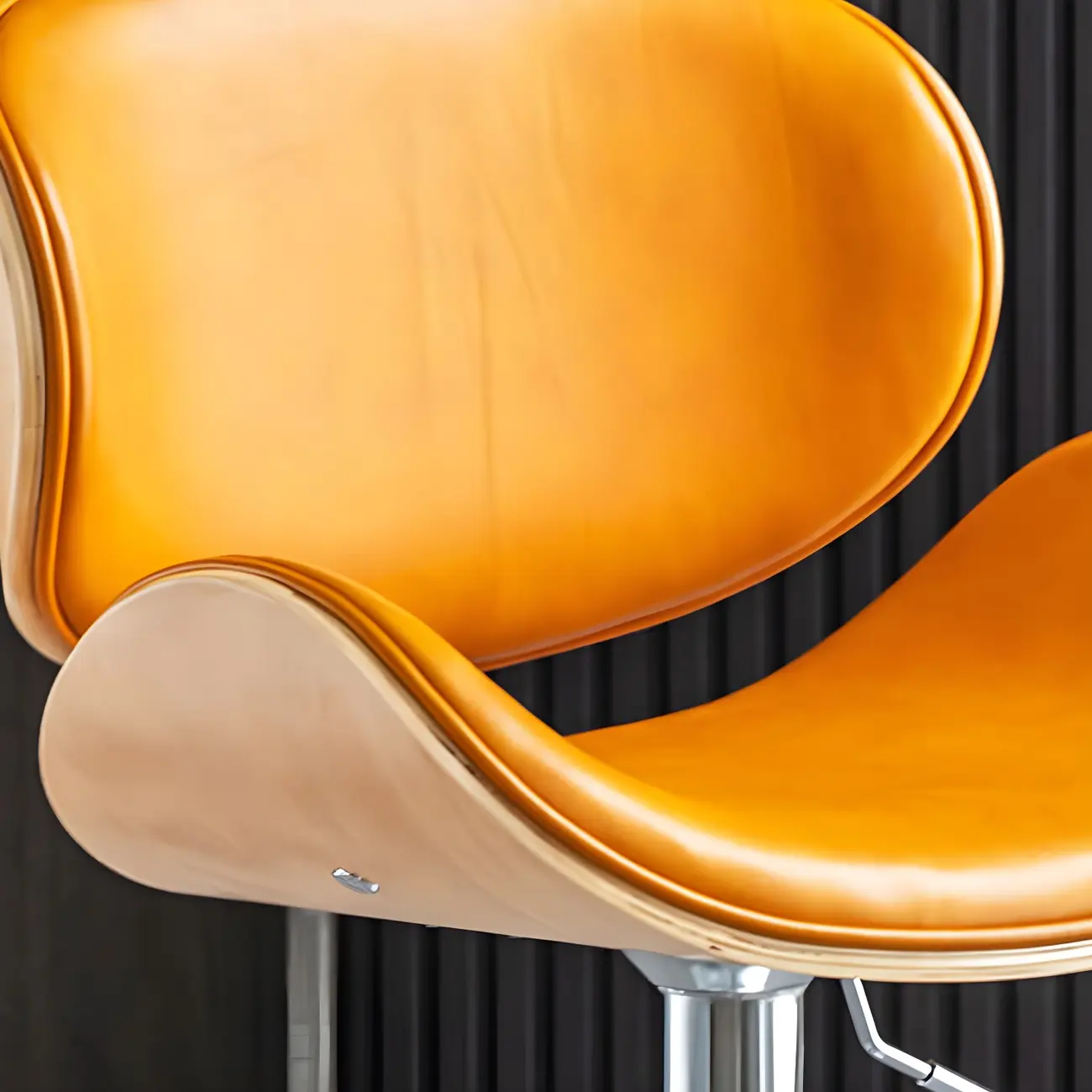 Arched Top Grain Leather Swivel Adjustable Bar Stool Image - 6 | homeyfad