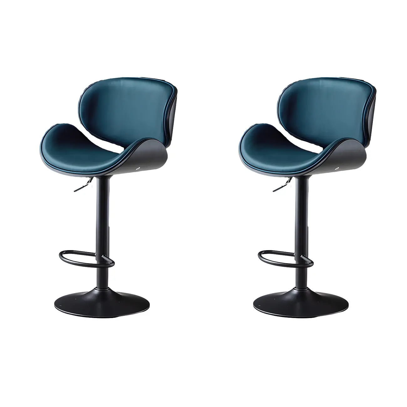 Arched Top Grain Leather Swivel Adjustable Bar Stool Image - 16 | homeyfad