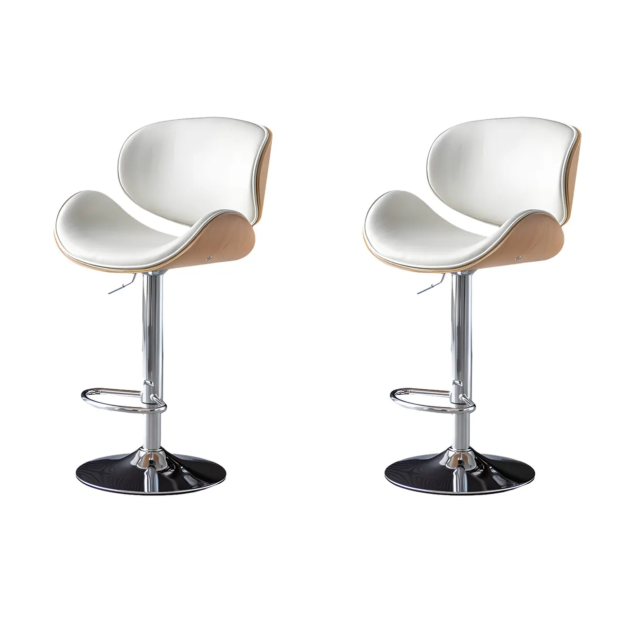 Arched Blackish Green Leather Swivel Adjustable Bar Stool Image - 18 | homeyfad