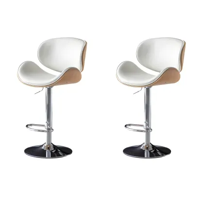 Arched Blackish Green Leather Swivel Adjustable Bar Stool Image - 18