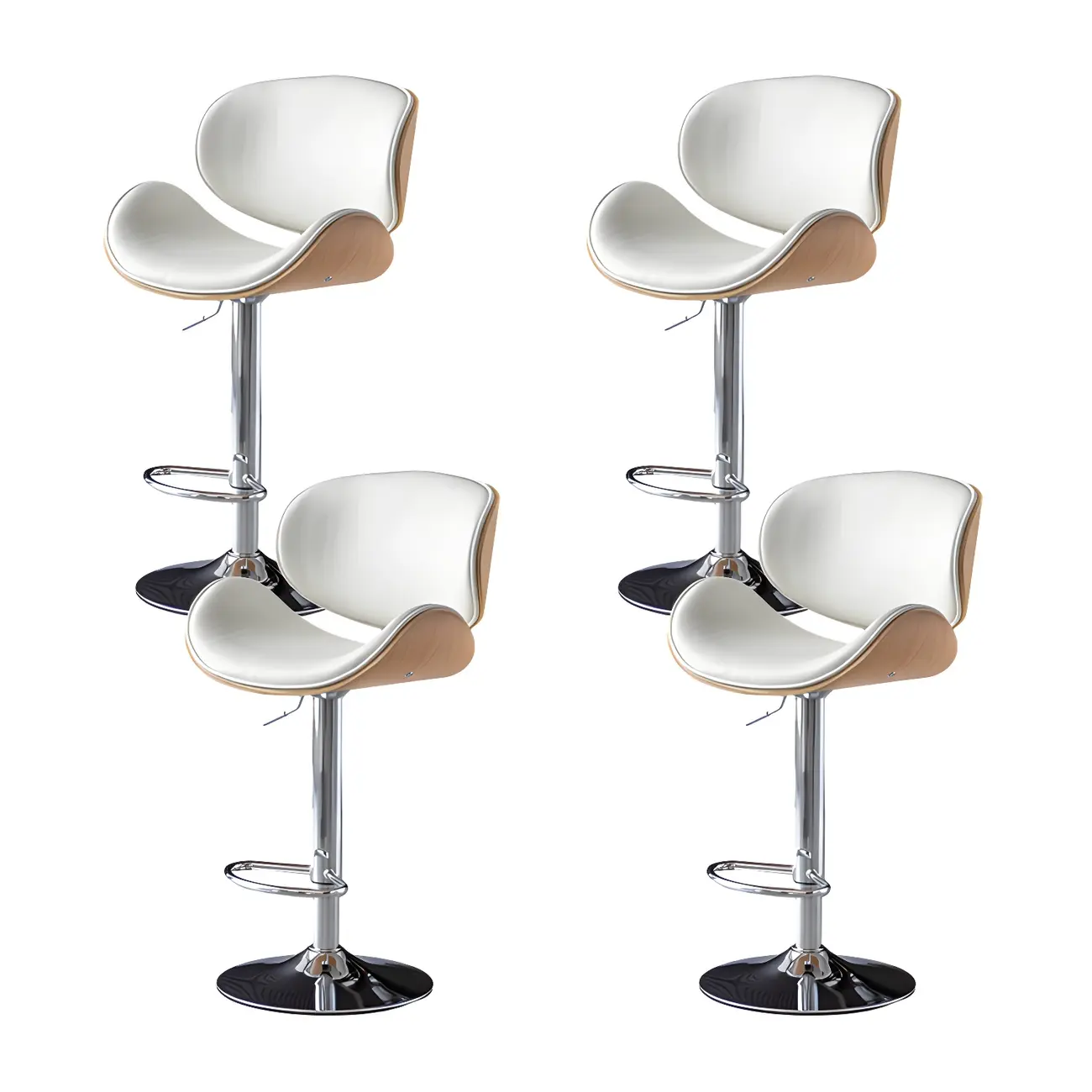 Arched Blackish Green Leather Swivel Adjustable Bar Stool Image - 19 | homeyfad