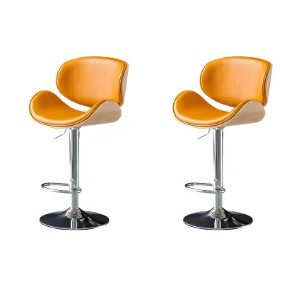 Arched Blackish Green Leather Swivel Adjustable Bar Stool Image - 21