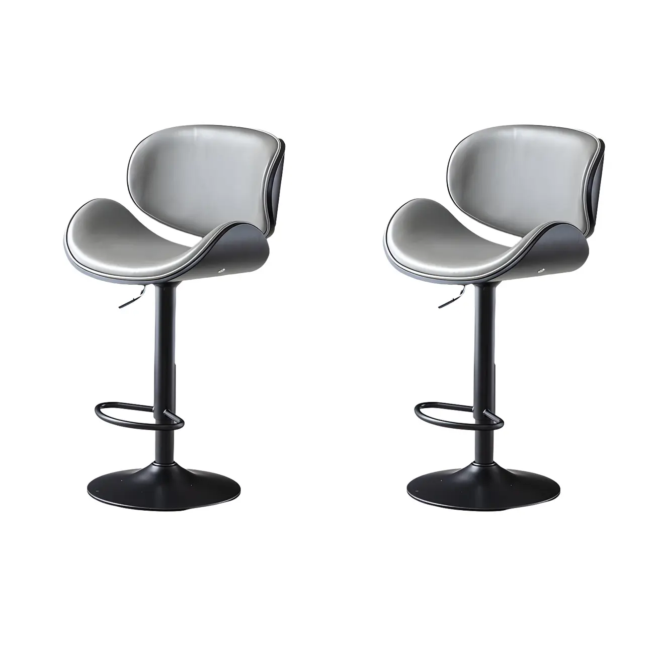 Arched Blackish Green Leather Swivel Adjustable Bar Stool Image - 24 | homeyfad