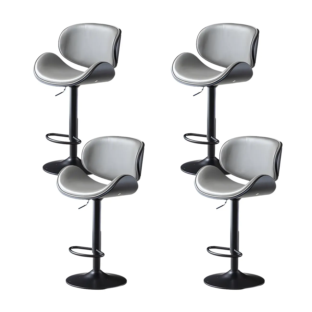 Arched Top Grain Leather Swivel Adjustable Bar Stool Image - 26 | homeyfad