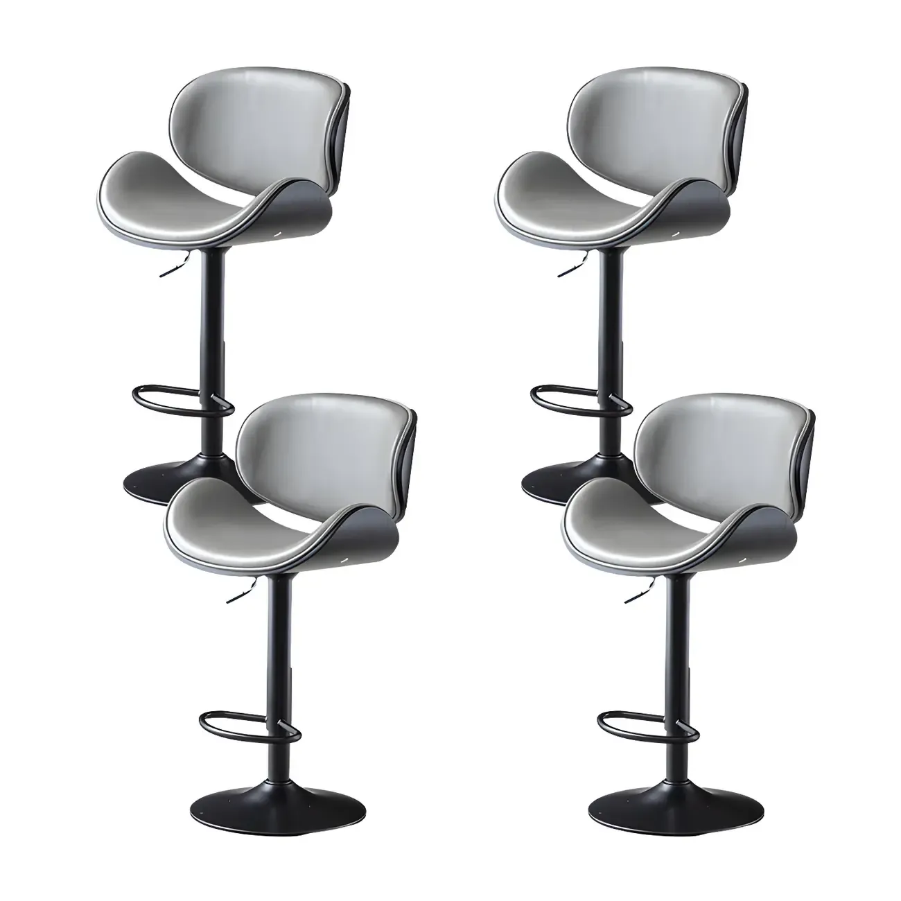 Arched Blackish Green Leather Swivel Adjustable Bar Stool Image - 25