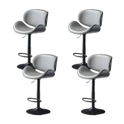 Arched Blackish Green Leather Swivel Adjustable Bar Stool Image - 25