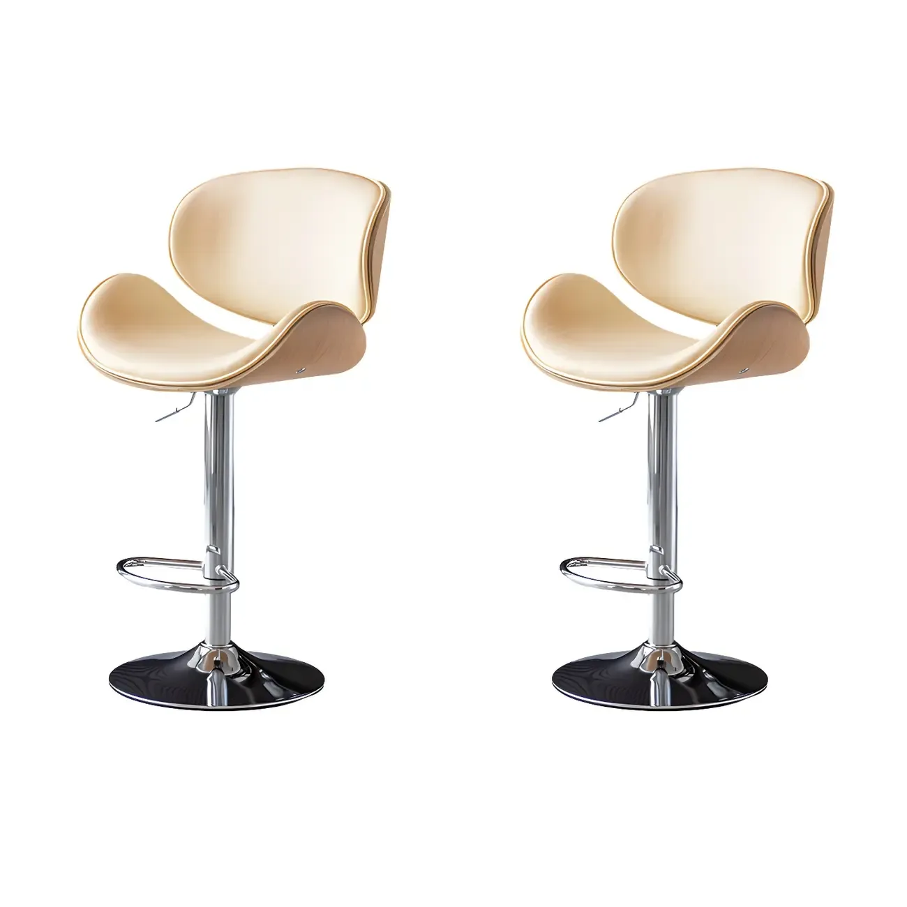 Arched Blackish Green Leather Swivel Adjustable Bar Stool Image - 27