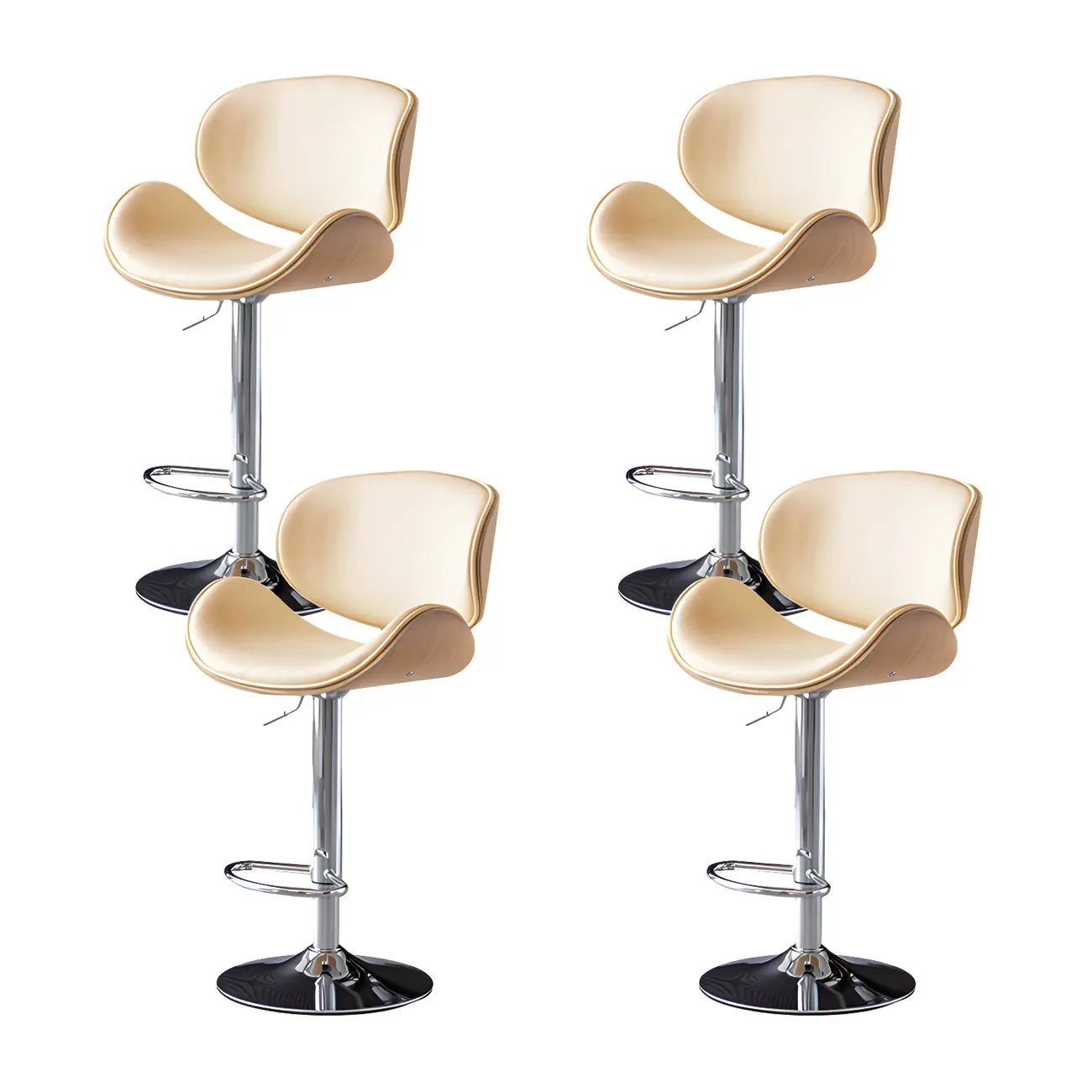 Arched Top Grain Leather Swivel Adjustable Bar Stool Image - 29 | homeyfad