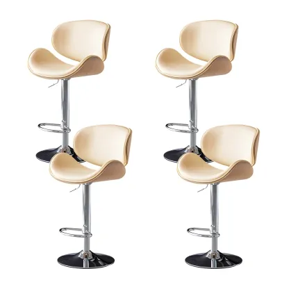 Arched Blackish Green Leather Swivel Adjustable Bar Stool Image - 28