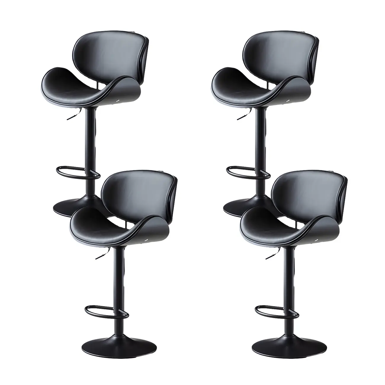 Arched Top Grain Leather Swivel Adjustable Bar Stool Image - 32 | homeyfad