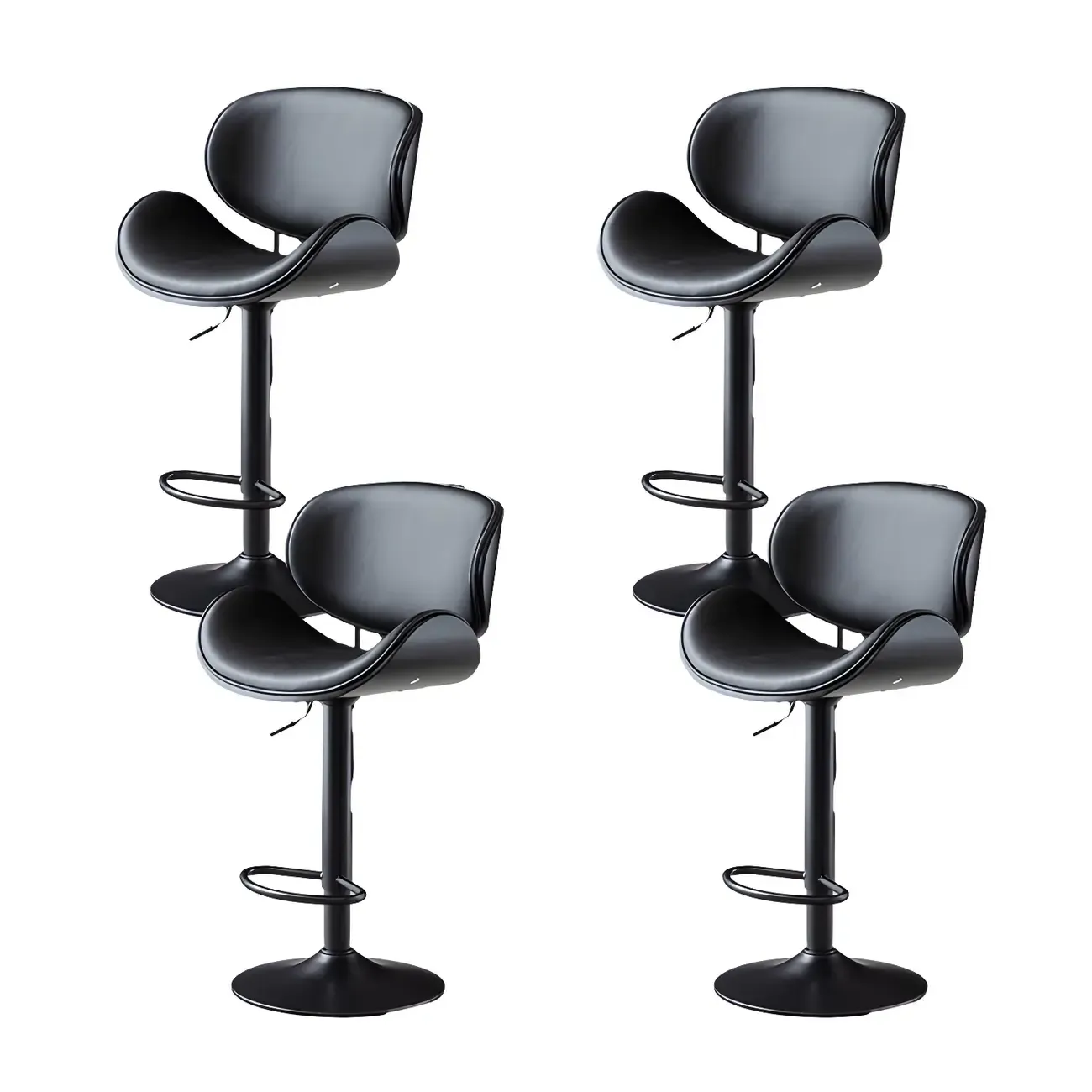 Arched Blackish Green Leather Swivel Adjustable Bar Stool Image - 31