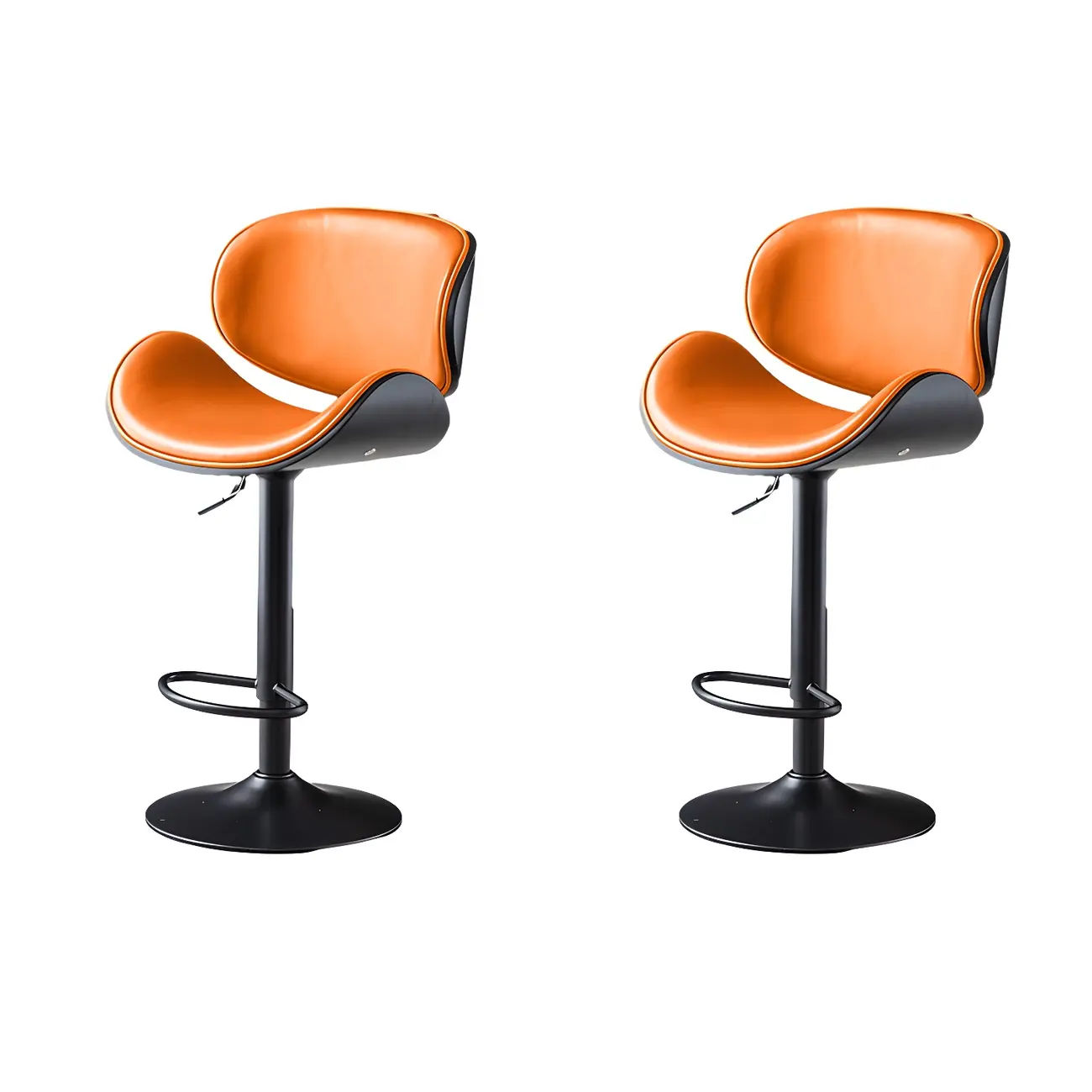 Arched Top Grain Leather Swivel Adjustable Bar Stool Image - 34 | homeyfad