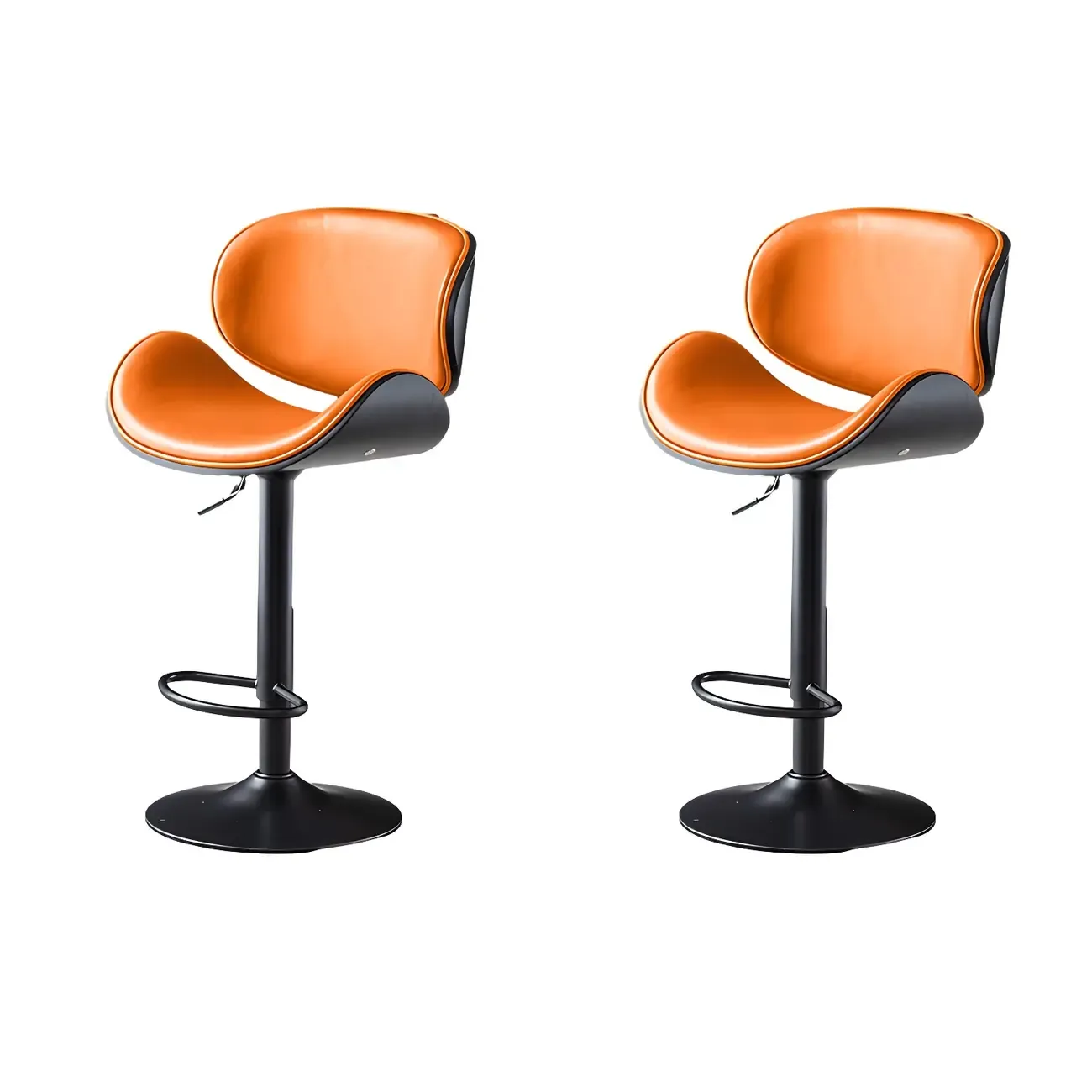 Arched Blackish Green Leather Swivel Adjustable Bar Stool Image - 33