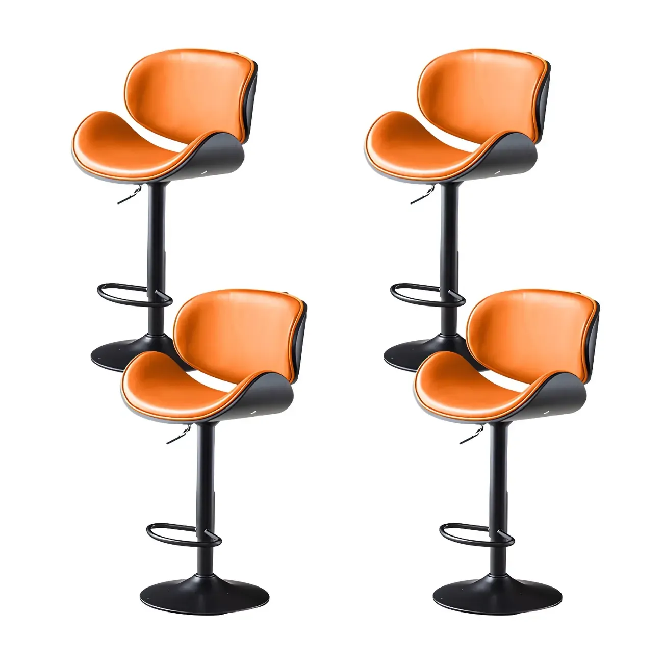 Arched Blackish Green Leather Swivel Adjustable Bar Stool Image - 34