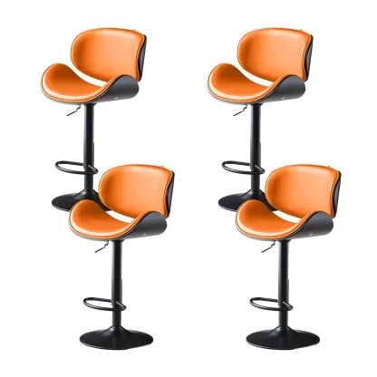 Arched Blackish Green Leather Swivel Adjustable Bar Stool Image - 34