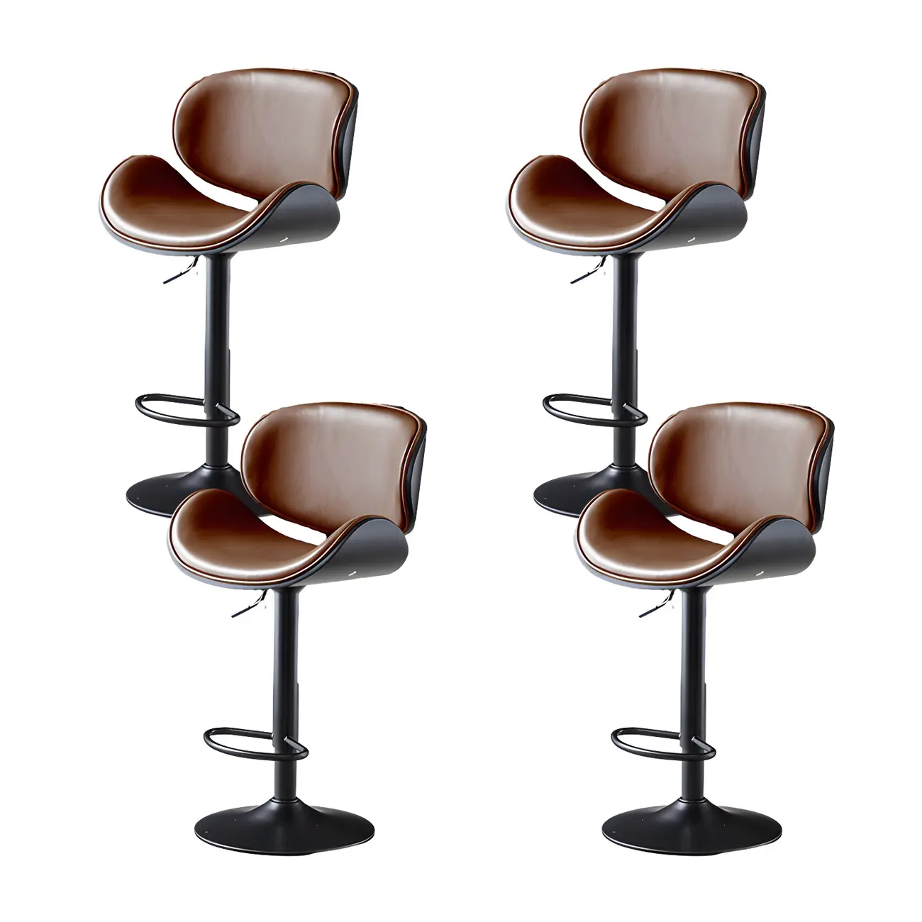 Arched Blackish Green Leather Swivel Adjustable Bar Stool Image - 37 | homeyfad