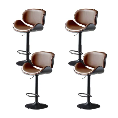 Arched Blackish Green Leather Swivel Adjustable Bar Stool Image - 37