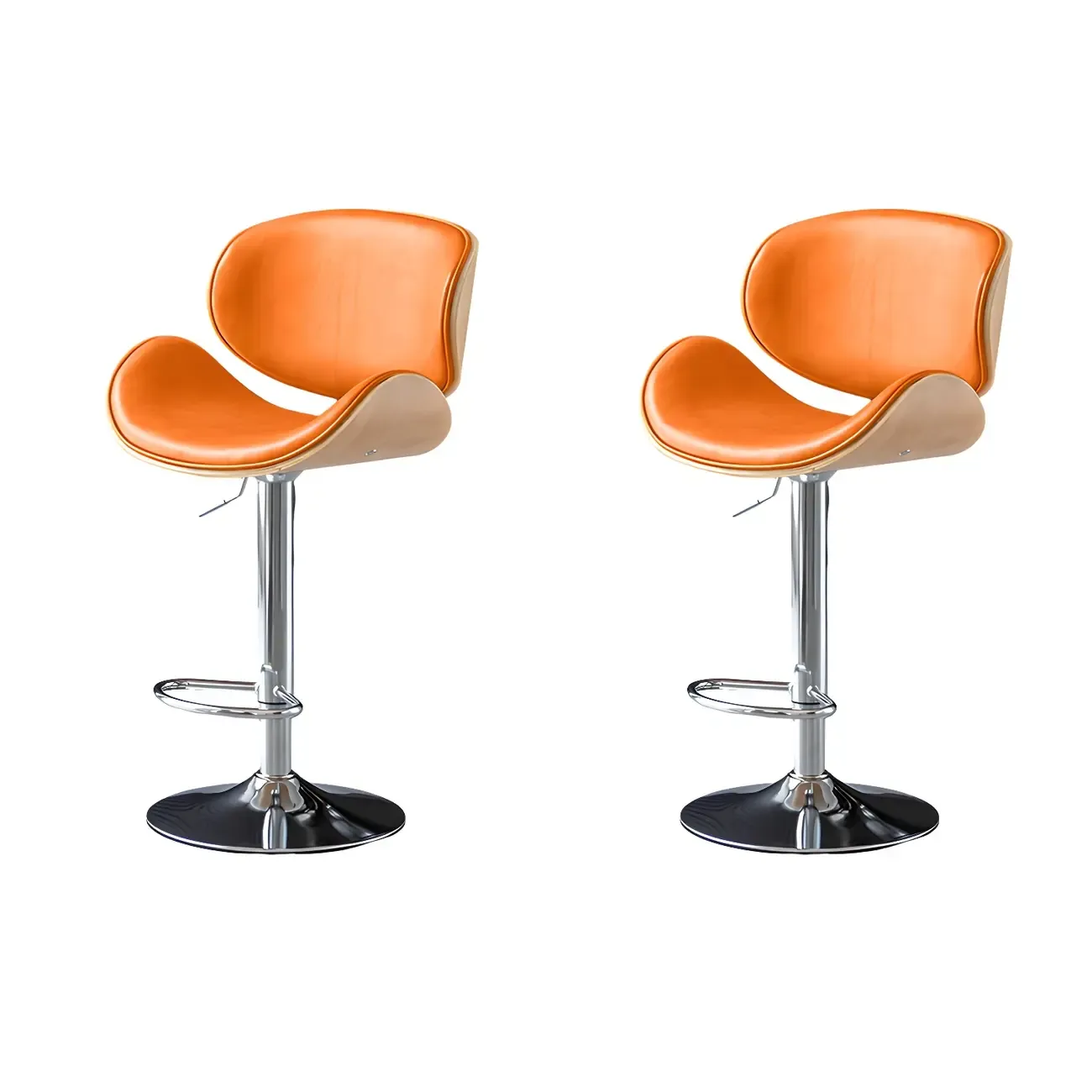 Arched Blackish Green Leather Swivel Adjustable Bar Stool Image - 39