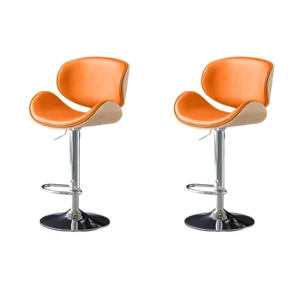 Arched Blackish Green Leather Swivel Adjustable Bar Stool Image - 39