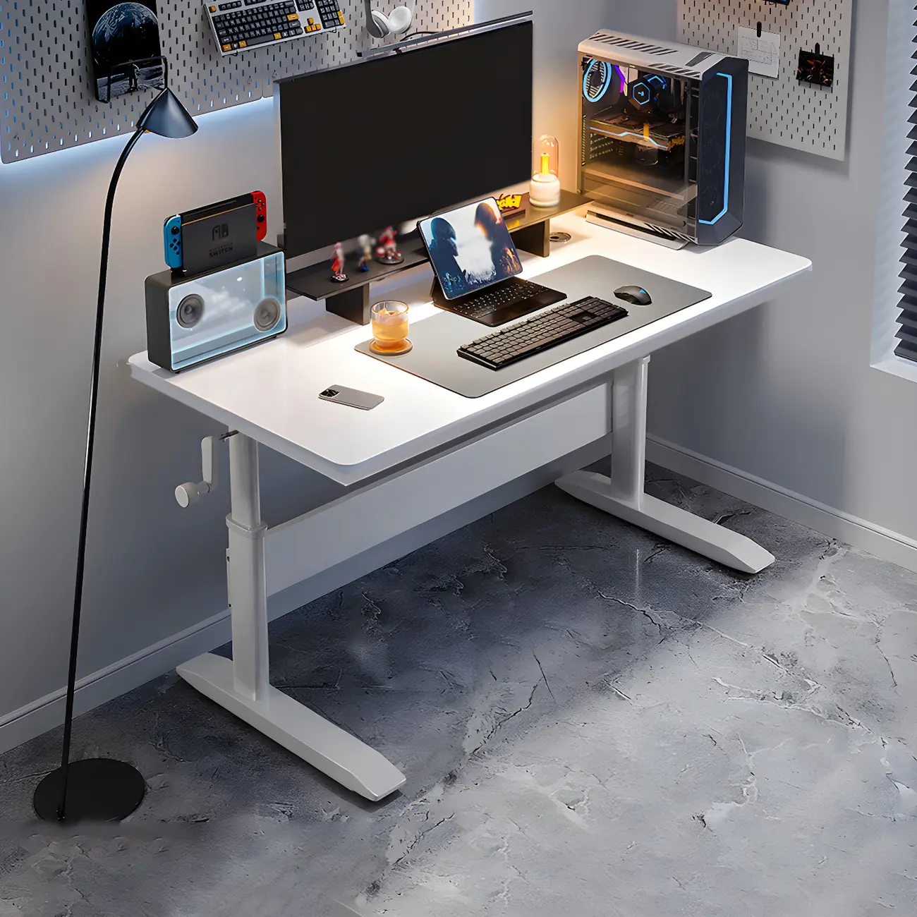 Elegant Wooden T-Shape Adjustable Standing Desk with Storage Image - 6 | homeyfad