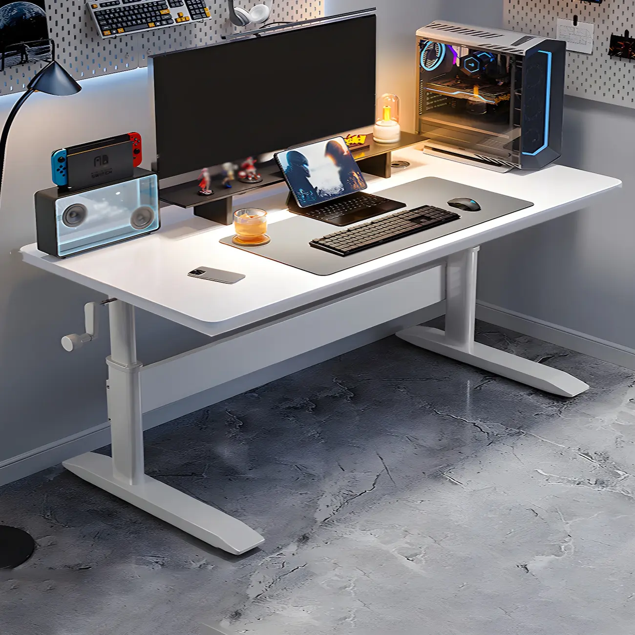 Elegant Wooden T-Shape Adjustable Standing Desk with Storage Image - 8 | homeyfad