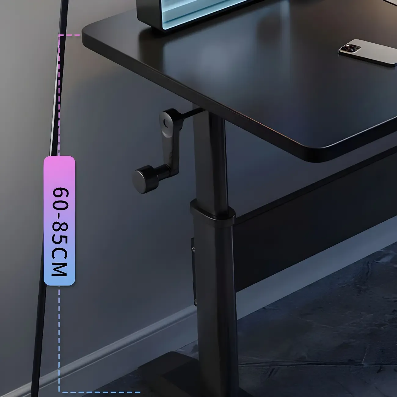Elegant Wooden T-Shape Adjustable Standing Desk with Storage Image - 13