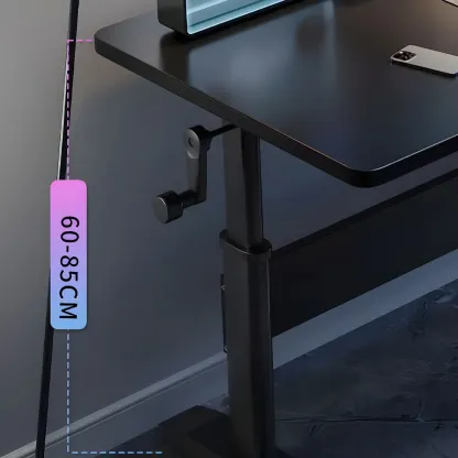 Elegant Wooden T-Shape Adjustable Standing Desk with Storage Image - 13